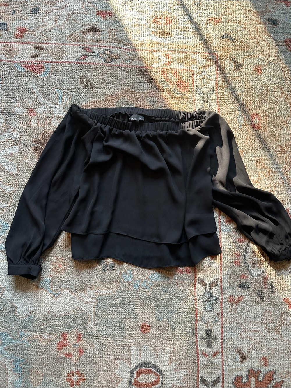 ASOS Black Off-the-Shoulder Layered Blouse
